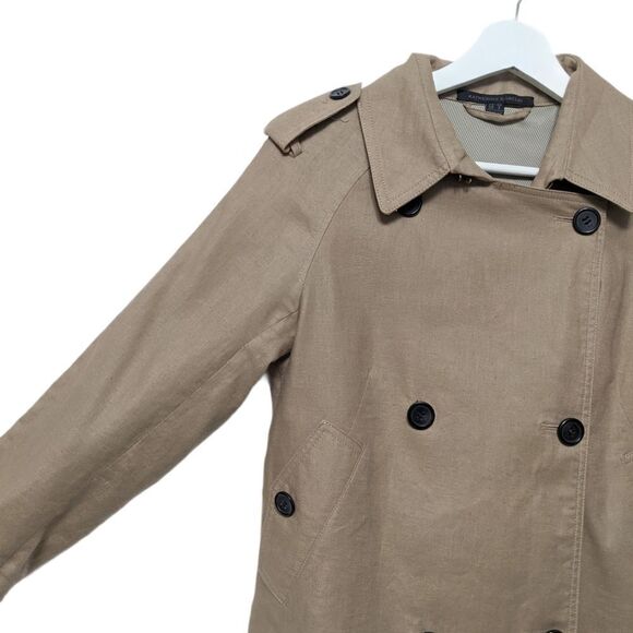 KATHERINE BARCLAY Linen Ruffle Military Jacket S - Picture 3 of 8